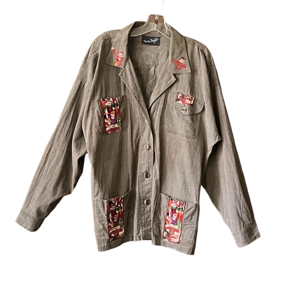 Bonnie Boynton 90’s Fall Scarecrow Graphic Button front Jacket. Size XL